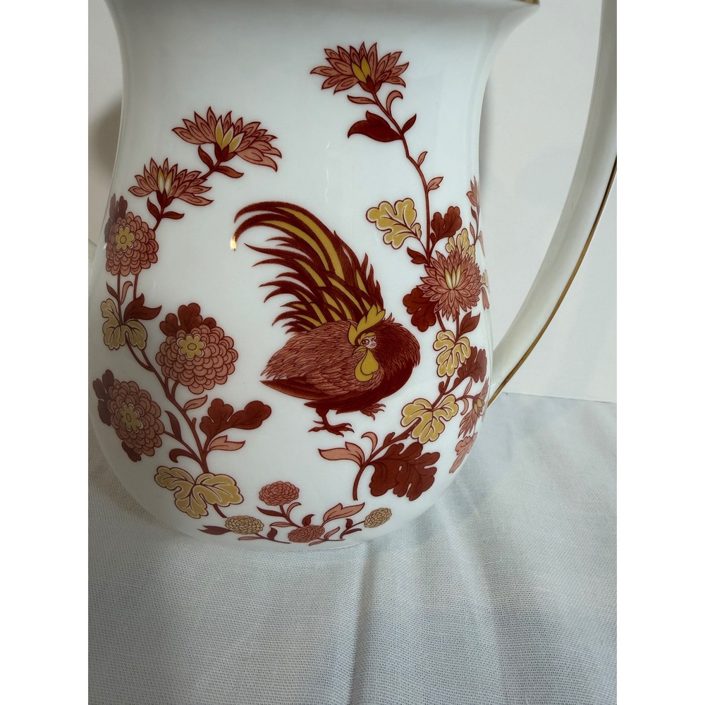 Wedgwood Golden Cockerel Coffee Pot Bone China England Rooster Floral Gold Trim - Picture 8 of 11